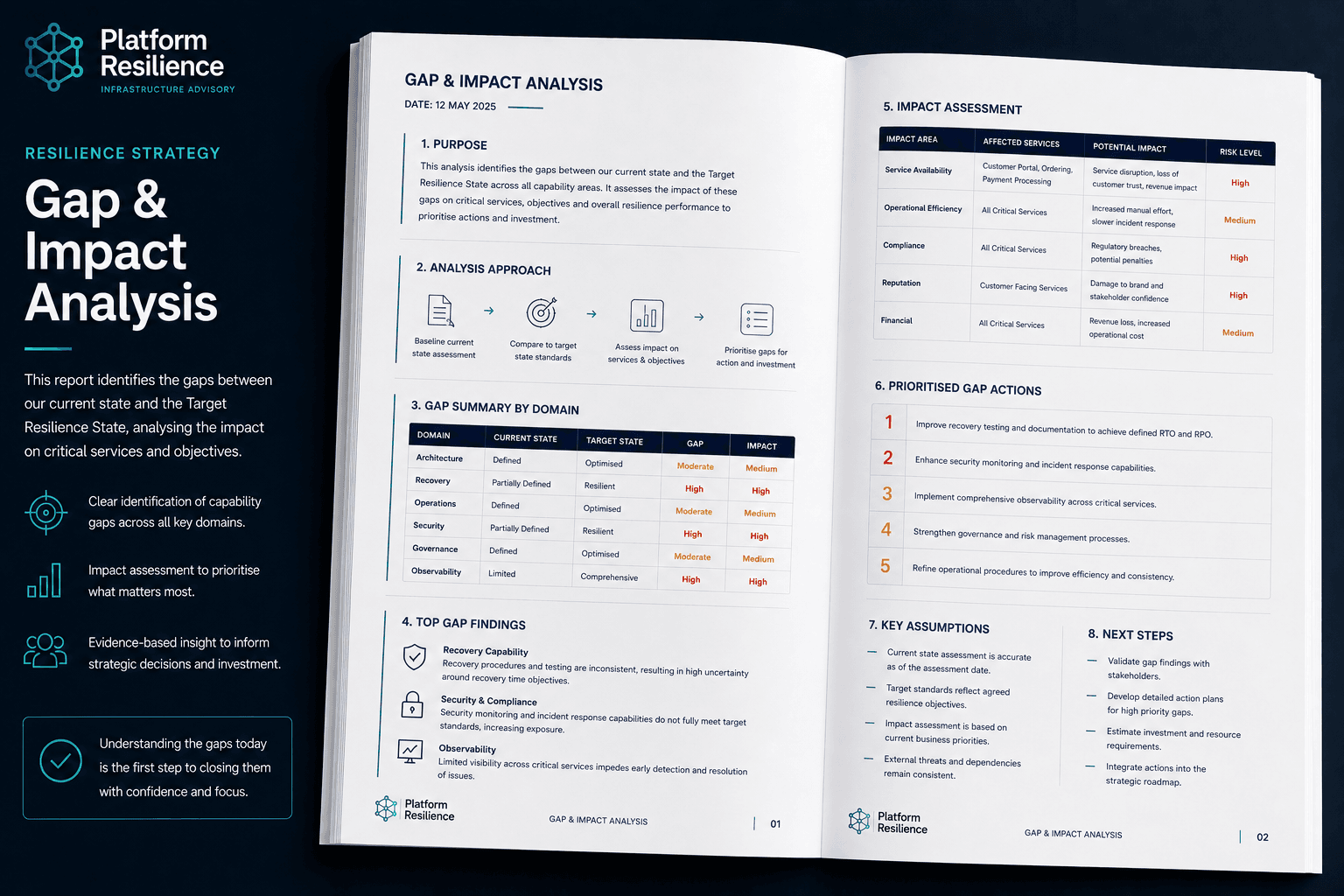 Example gap and impact analysis output for a Resilience Strategy engagement